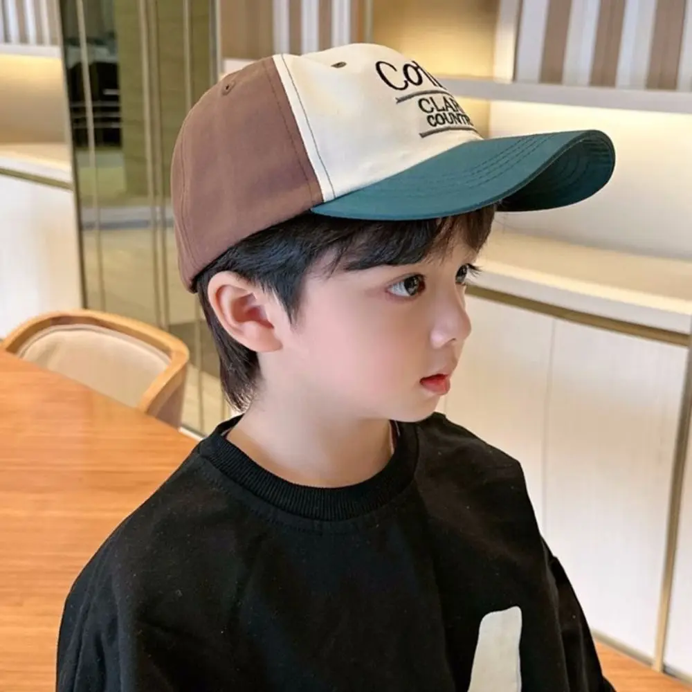 Summer Kids Baseball Hat Letter Embroidery  Peaked Cap for Boys Girls Solid Color Children Adjustable Sun Hats