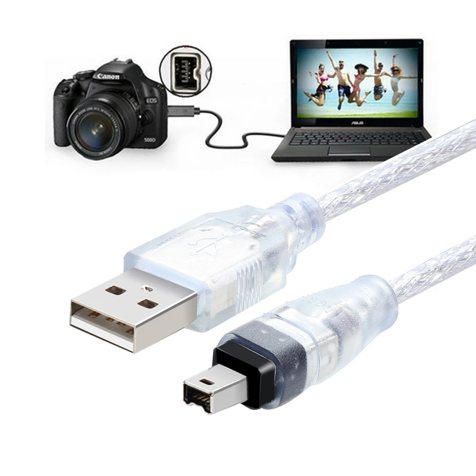 Kabel przejściowy USB męski na Firewire IEEE 1394 4-pinowy męski kabel przejściowy iLink firewire 1394 do kamery SONY DCR-TRV75E DV 120 cm 4 stopy