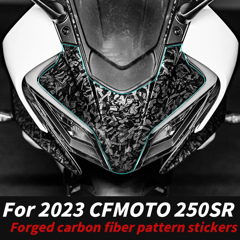 

For 2023 CFMOTO 250SR Forged Carbon Fiber Tank Pad 3M Adhesive Weatherproof Residue-Free Anti-Fade Body Graphics
