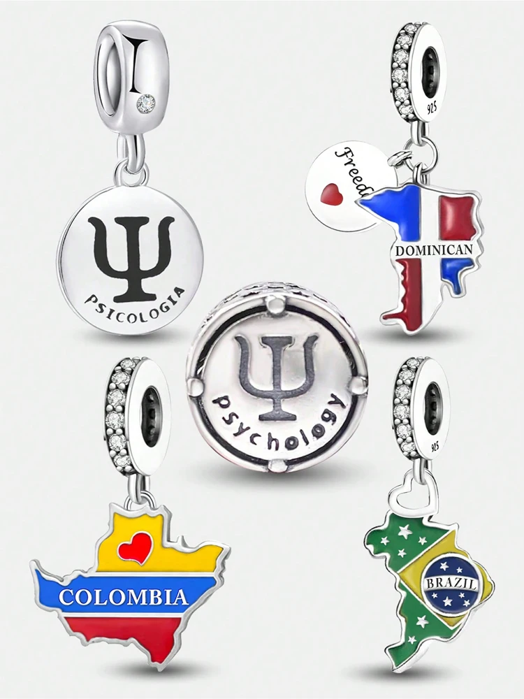 925 فضة طاحونة كولومبيا البرازيل مختلف البلدان سحر الخرز صالح الأصلي عموم أساور أساور غرامة مجوهرات هدية #4