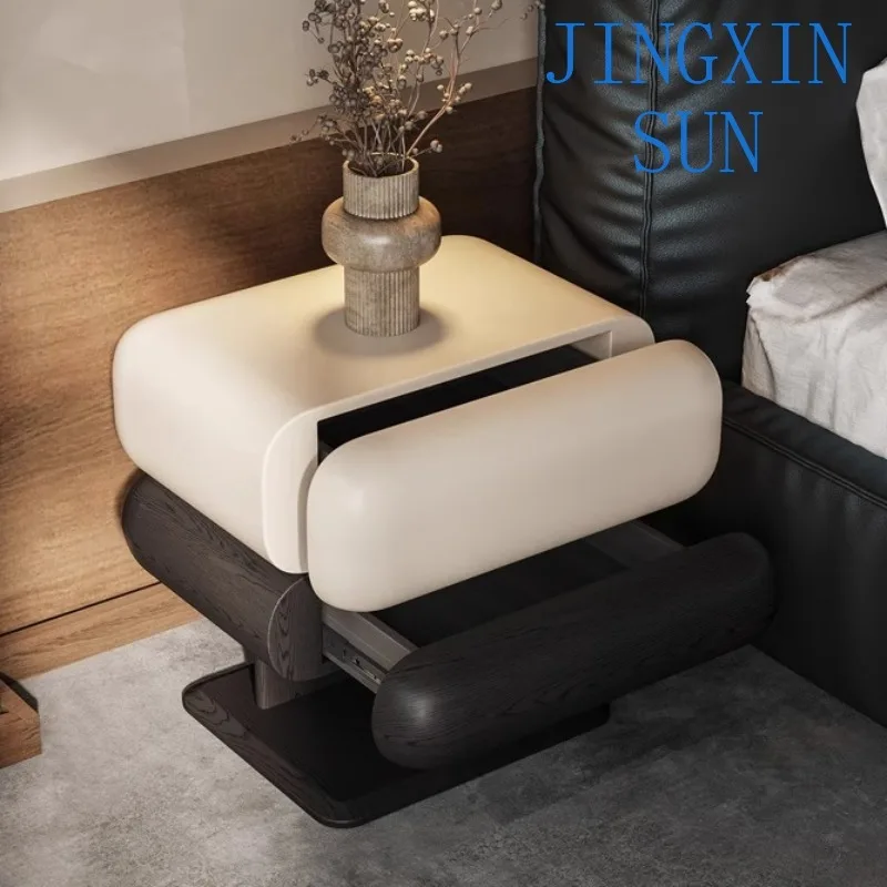 Luxury Rotatable Bedside Tables Aesthetic Bedroom Nightstands Wooden MultifunctionModern Side Bed Table