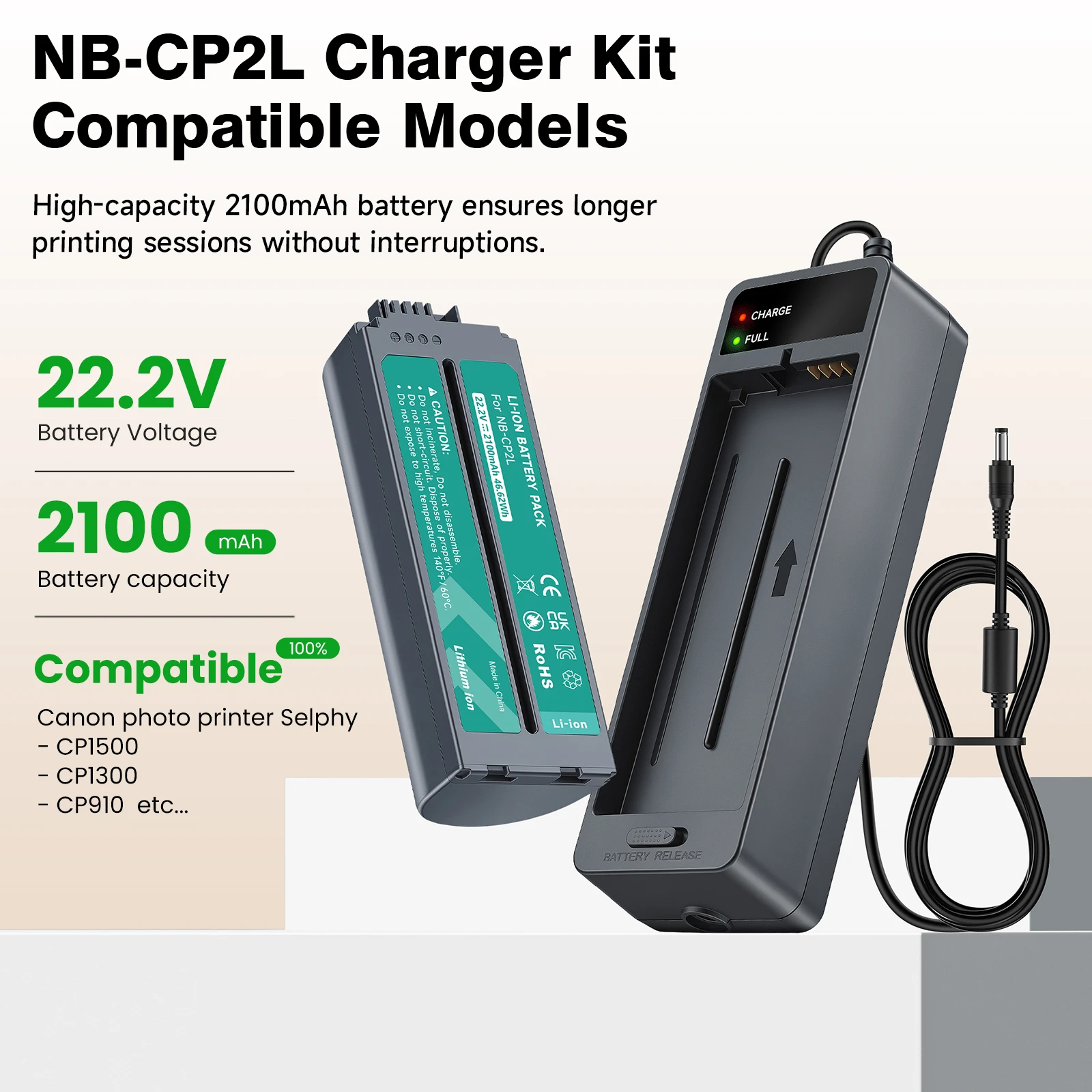 2100mAh NB CP2L NB-CP2L Battery for Canon SELPHY NB-CP1L CG-CP200 CP1500 CP1300 CP910 CP900 CP800 NB-CP2LH Battery + LED Charger