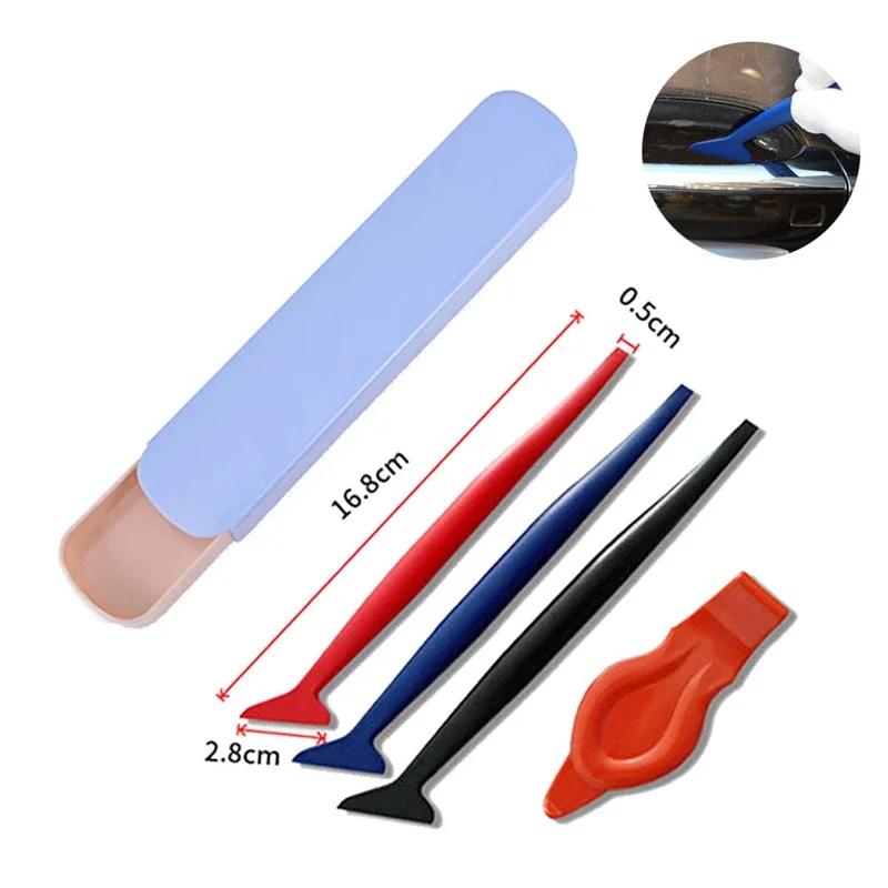 

3/4pcs Carbon Fiber Sticker Stick Squeegee Vinyl Film Wrapping Scraper Kit Car Accessories Window Foil Tint Tool