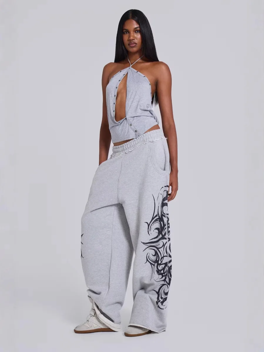 

Vintage Creations Oversized Joggers Men Women Cotton Uncuffed Sweatpants Streetwear Loose Fit Gym Yoga Lounge High Waist Pants
