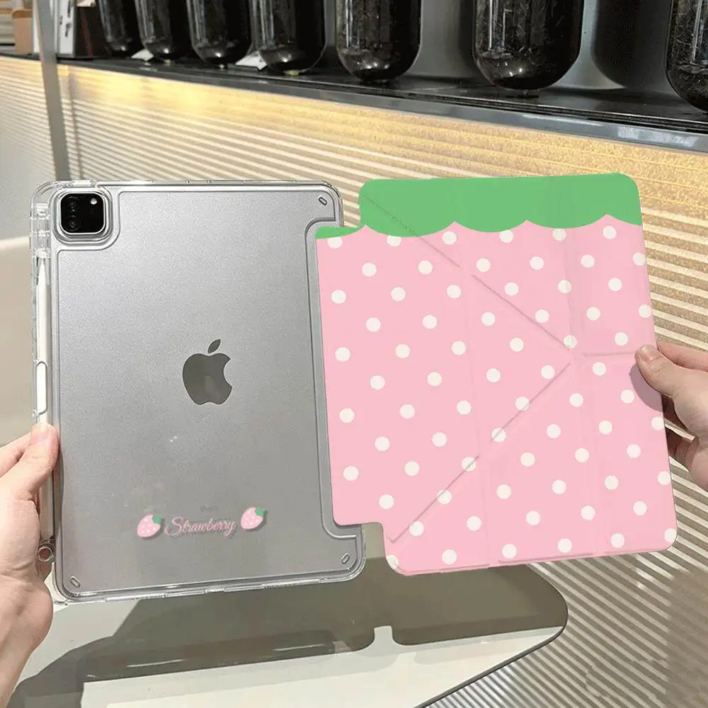 Strawberry Polka Dots New Tablet Case For iPad Pro 11 12.9in 13 M4 M5 Case 9.7 10.2 5/6th 7/8/9 11th Mini Air 3 4 5 6 7 Cover