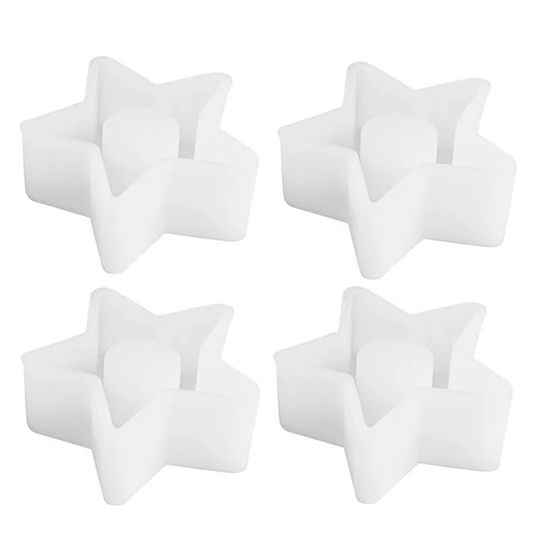 4PCS Silicone Mould Candle Holder DIY Silicone Candle Moulds Stars Resin Holder Silicone Mould Holiday Mould Candle Holder