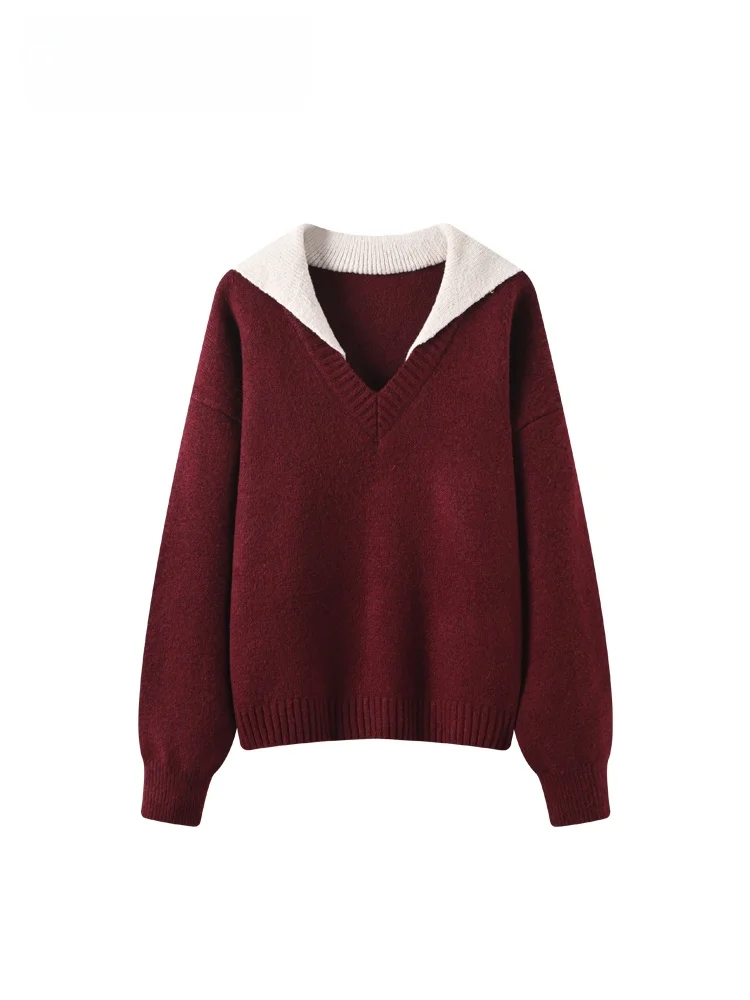 

CaraCLUB Женский вязаный топ Long Sve больших размеров, осенне-зимний новый винтажный топ из искусственного двух предметов для колледжа Sle