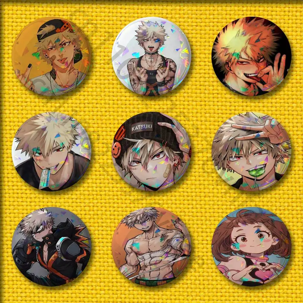 Ochaco Uraraka Katsuki Bakugo Izuku Midoriya A-Academia Badges 25mm 44mm 32mm Round Pin Brooch Souvenir Cosplay Gift Accessories