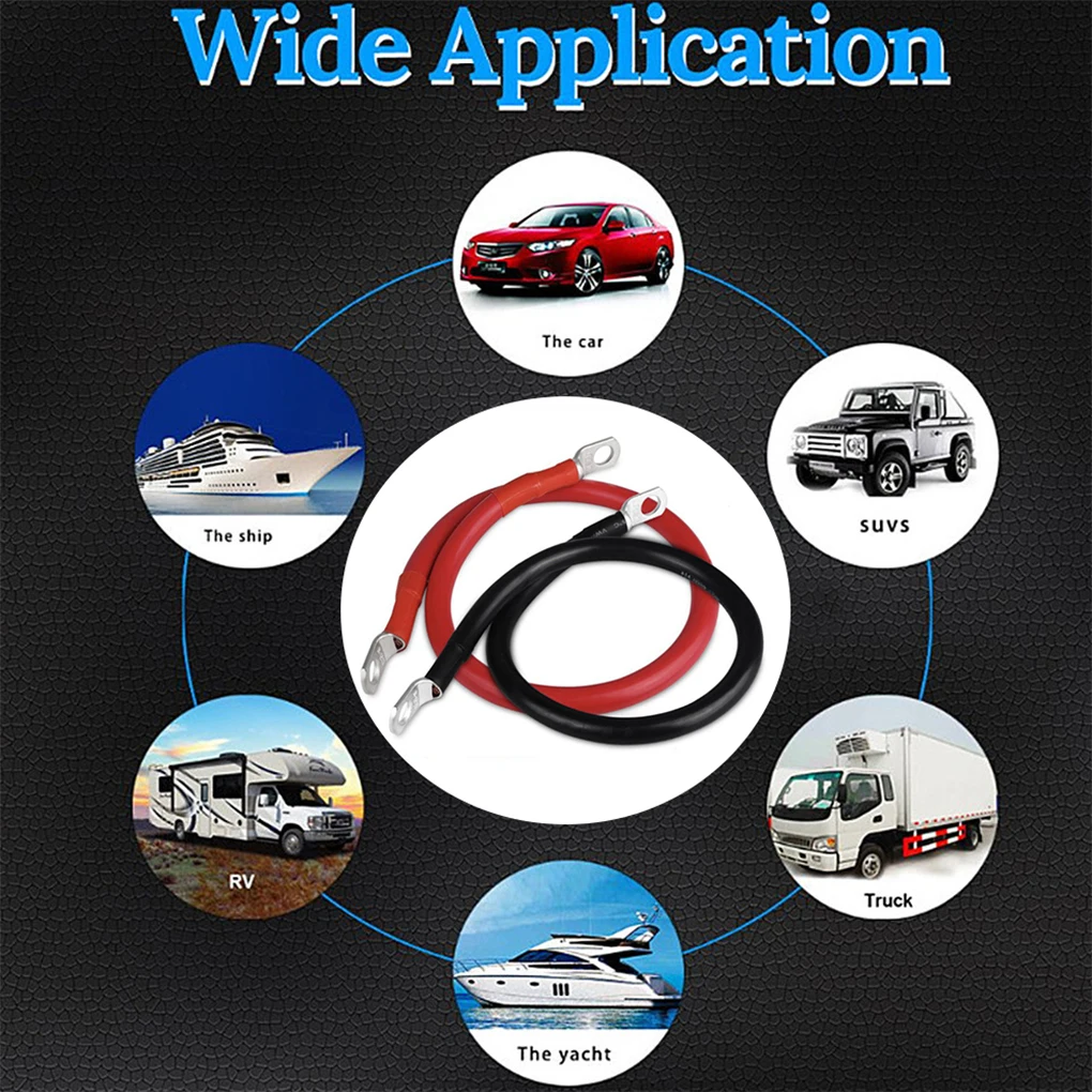 

2 шт. надежный разъем для автомобильного аккумулятора 1224 В с прямой заменой установки, номинальный ток 120 А, прямой 30 см, красный + 30 см, черный