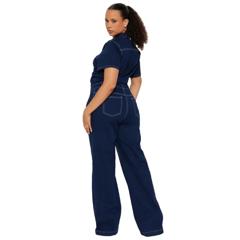 Women's Models Fairy Outfit Jeans Two Piece Set Flared Mouth Denim Straight Short-sleeved Simple Brand Harajuku Versatile