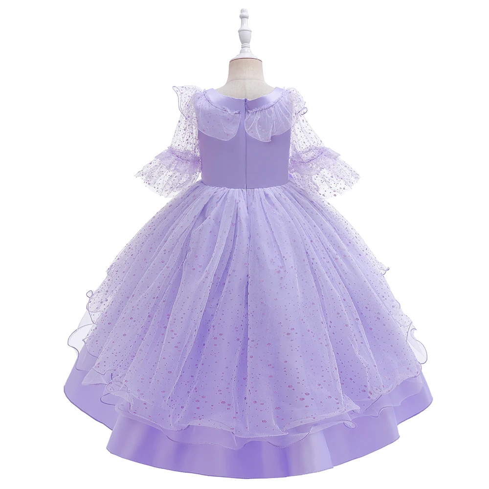 Encanto Floral Girls Princess Dresses with Garland Carnival Isabella Cosplay Halloween Christmas Costumes Party Dresses for Kids