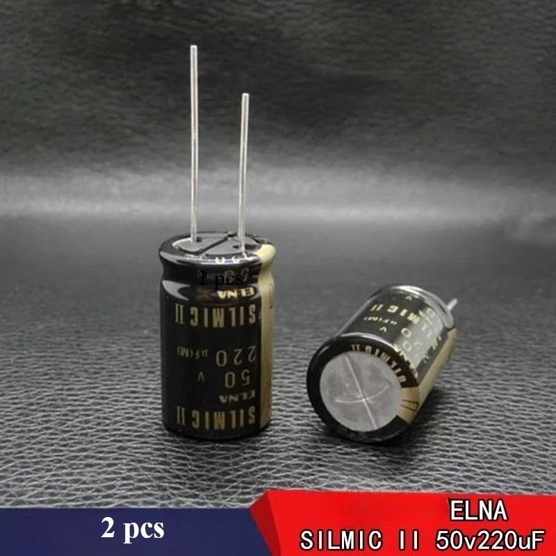 (2pcs) 220uf50v ELNA SILMIC II Through Hole 50v220uF Audio Aluminum Electrolytic Capacitor