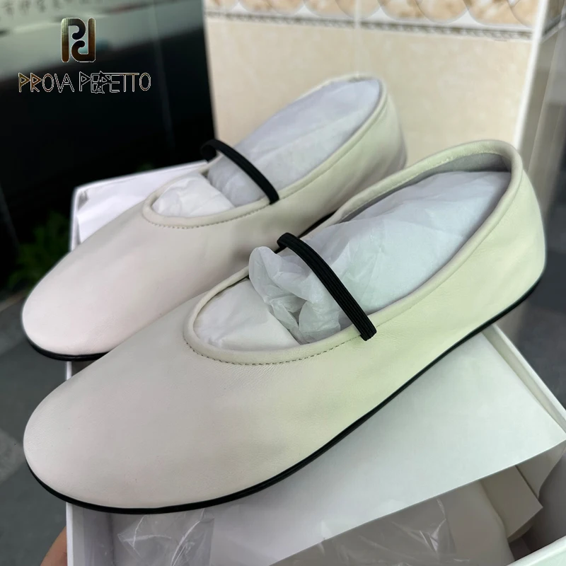 Soft Leather Ballet Shoes Rubber Bands Small Round Toe Shoes Luxury Female Ballarinas High Quality Comfortable Flat Sapato Mujer