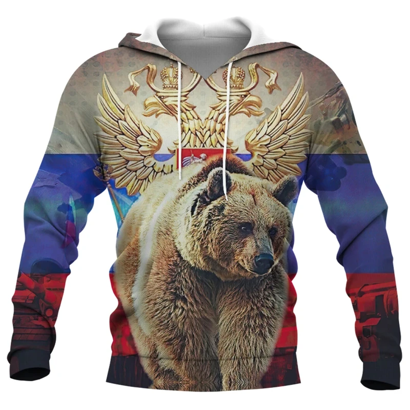 Russia National Emblem Camo Graphic Sweatshirts Russian Camouflage 3D Print Hoodies For Men Casual Sport y2k Pullovers Tracksuit