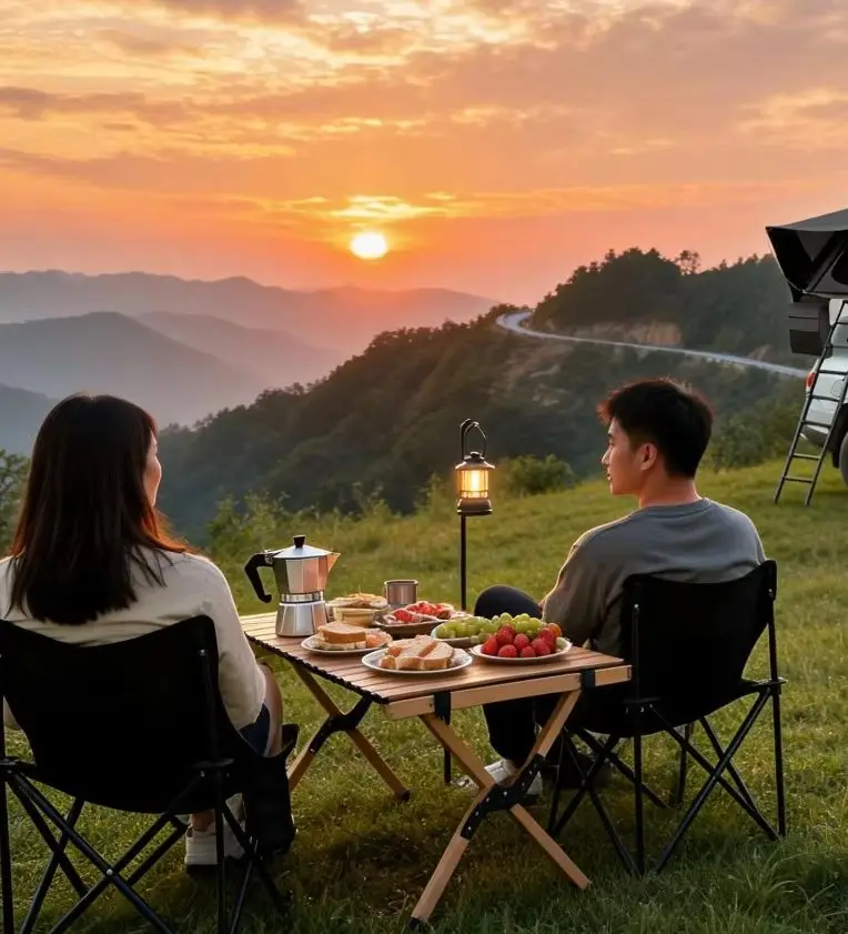 4x4 Offroad Camping Essential:3-4 Person Rooftop Tent – Quick-Setup, Waterproof Side-Open Clamshell ABS Hard Shell