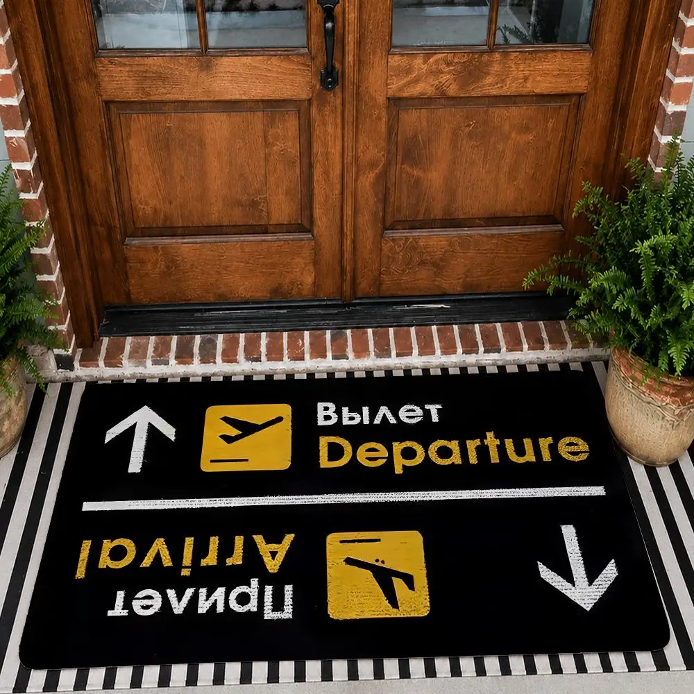 Arrivals & Departures Floor Mat Flannel Rug Non Slip Absorbent Soft Washable For Entryway Hallway Bathroom Kitchen Decor