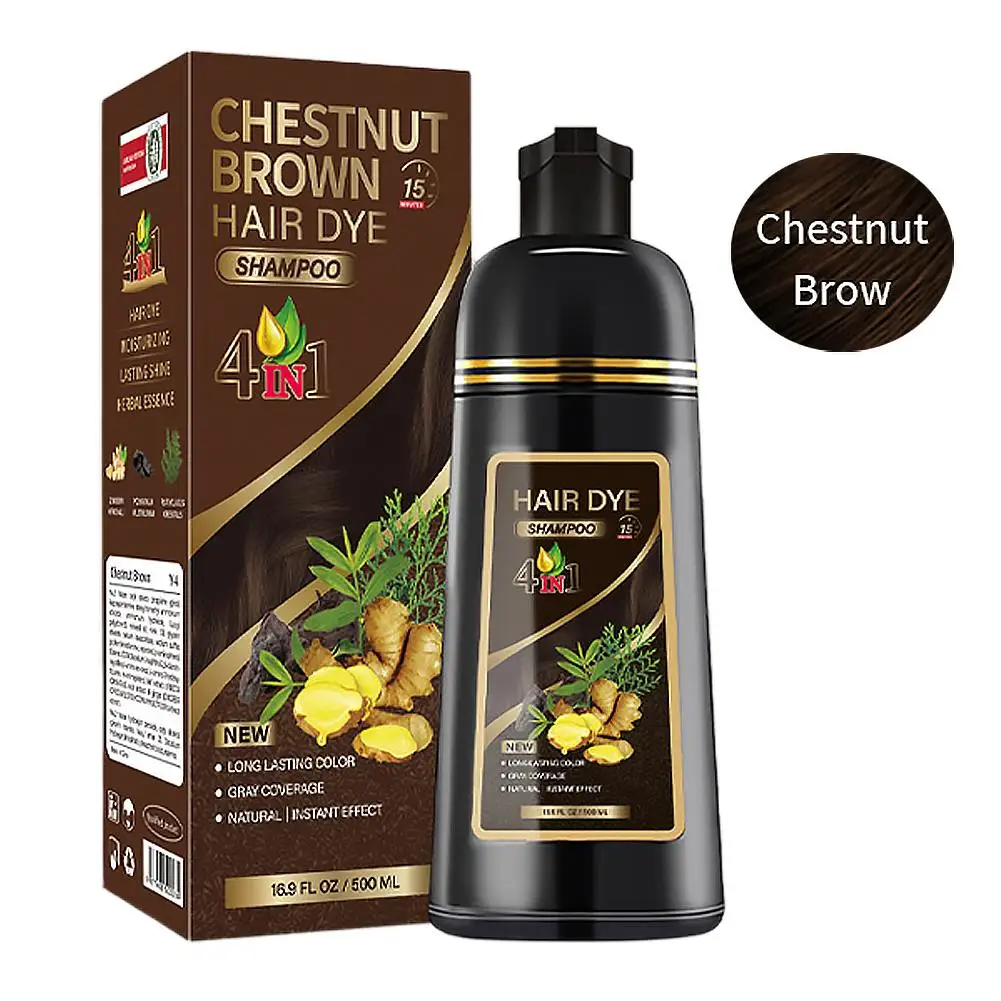 3-in-1-Sofort-Färbeshampoo, natürliche schwarze Farbe für Männer und Frauen, Kräuter-Haarfärbemittel in Braun und Lila, Haarfärbeshampoo
