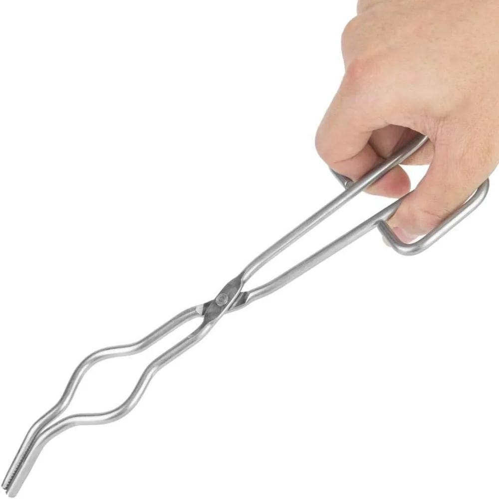 Durable Stainless Steel Crucible Tongs 24cm Professional Forceps Clamp Holder Pliers Laboratory