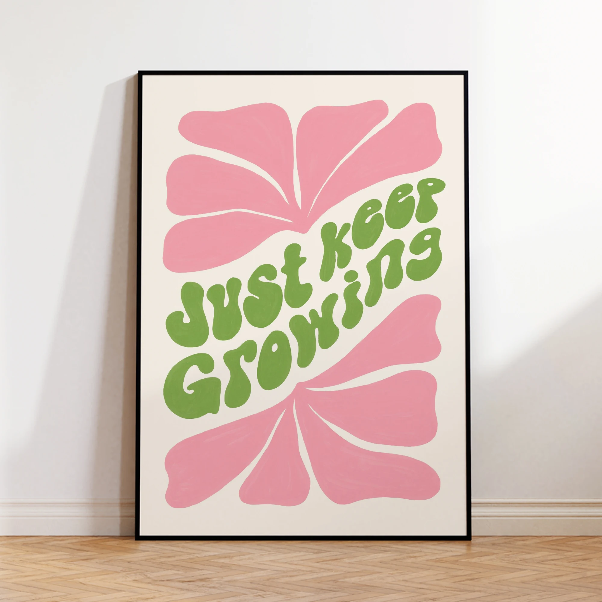 Modern Just Keep Growing Quote Flower Wall Art Print Canvas Painting Poster Picture For Bedroom,Living Room Home Decor