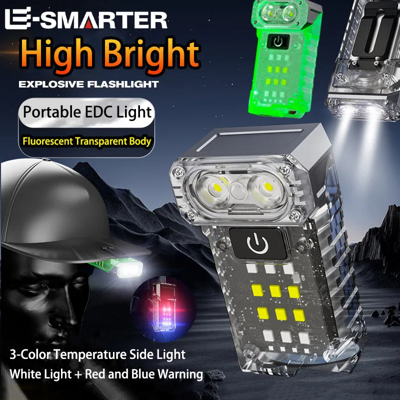 

Mini LED 90° Rotating EDC Flashlights USB Rechargeable Hat Clip Light Headlamp Camping Fishing Emergency Side COB Magnetic Lamp