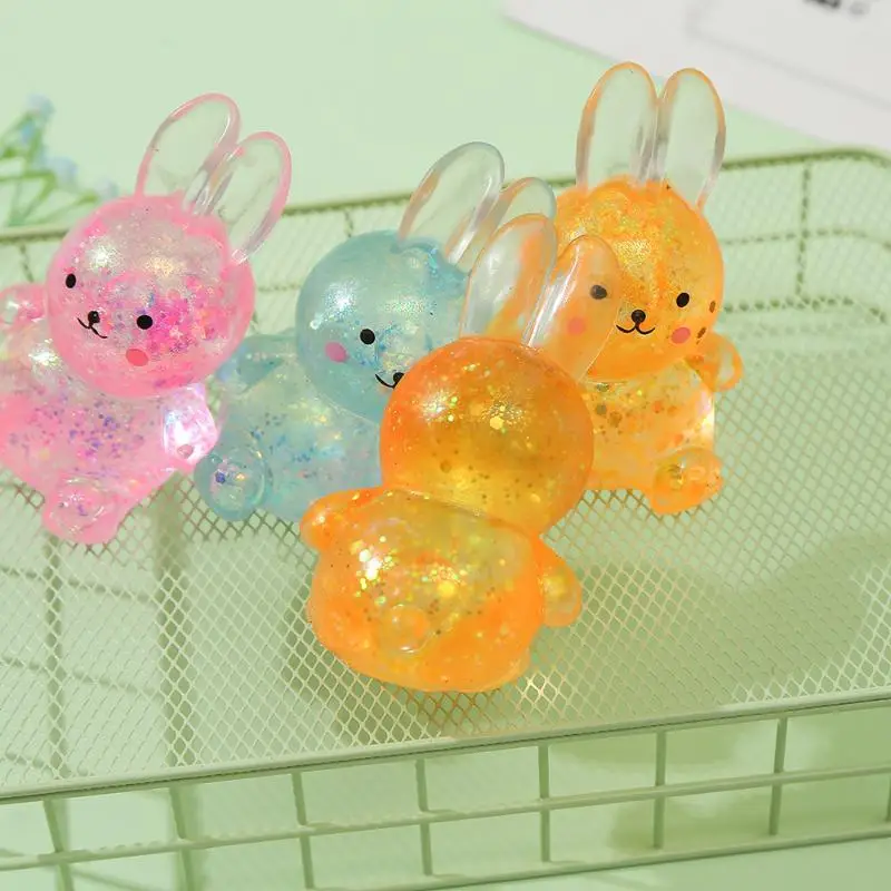 Anti-stress Soft TPR Slow Rebound Sequins Maltose Pinch Adult Toy Stress Relief Elastic Squeezing Colored Rabbit Decompression