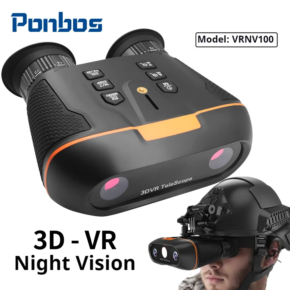 VRNV100 Head Mounted 3D-VR Naked Eye Telescope Camera 8K 96MP UHD Professional Night Vision Binoculars for Hunting Camping
