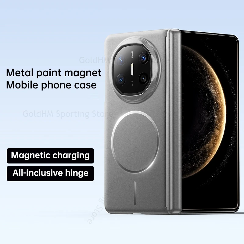 Hinge Case For Huawei Mate X6 5G Metal Paint For Magsafe Magnetic Hing Cover For Huawei Mate X5 X3 X6 Wireless Charging Fundas