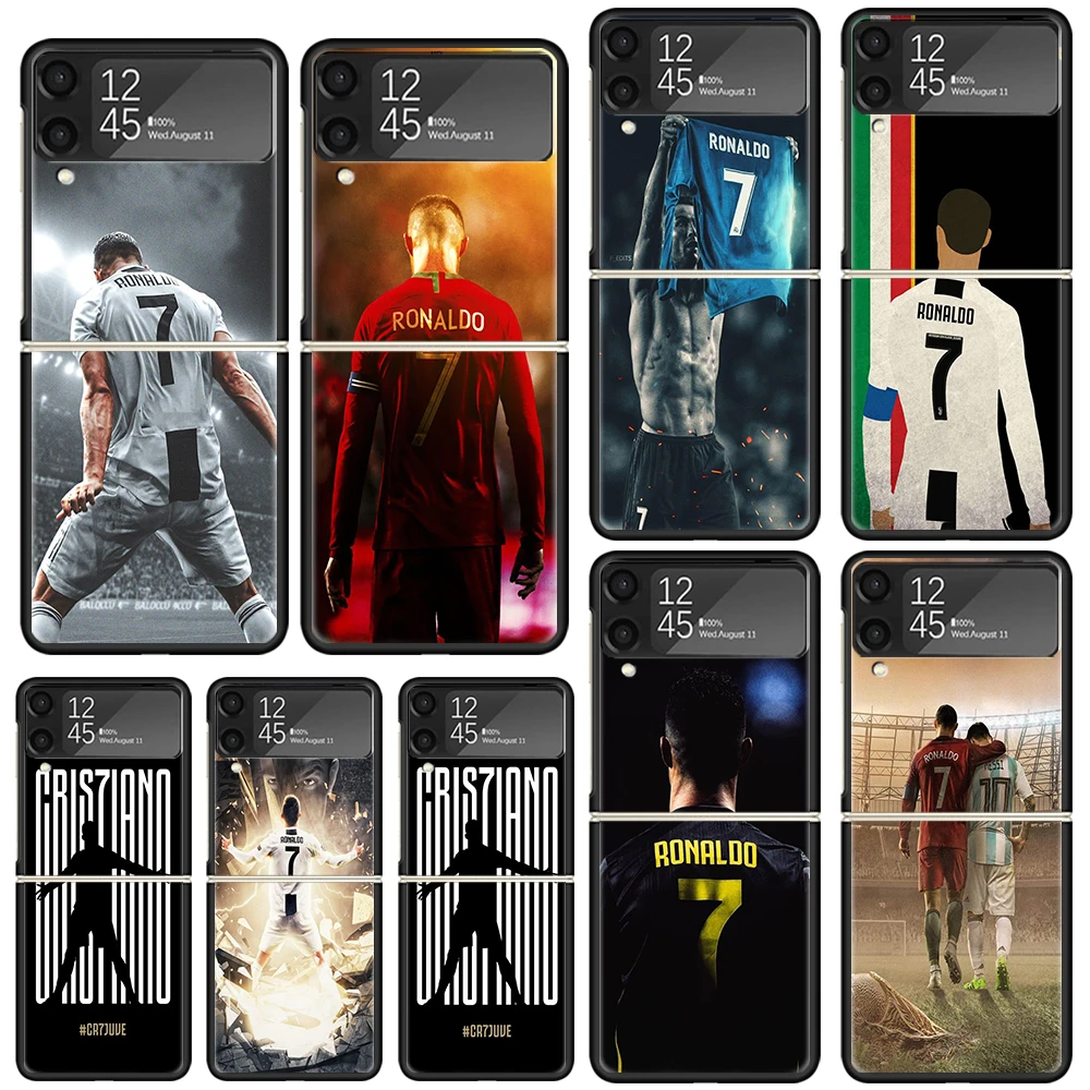 Football Superstar C-CR7 Phone Case For Samsung Galaxy Z Flip Zflip 6 Flip6 5 Flip5 4 Flip4 3 Flip3 5G Art Fundas Black Cover