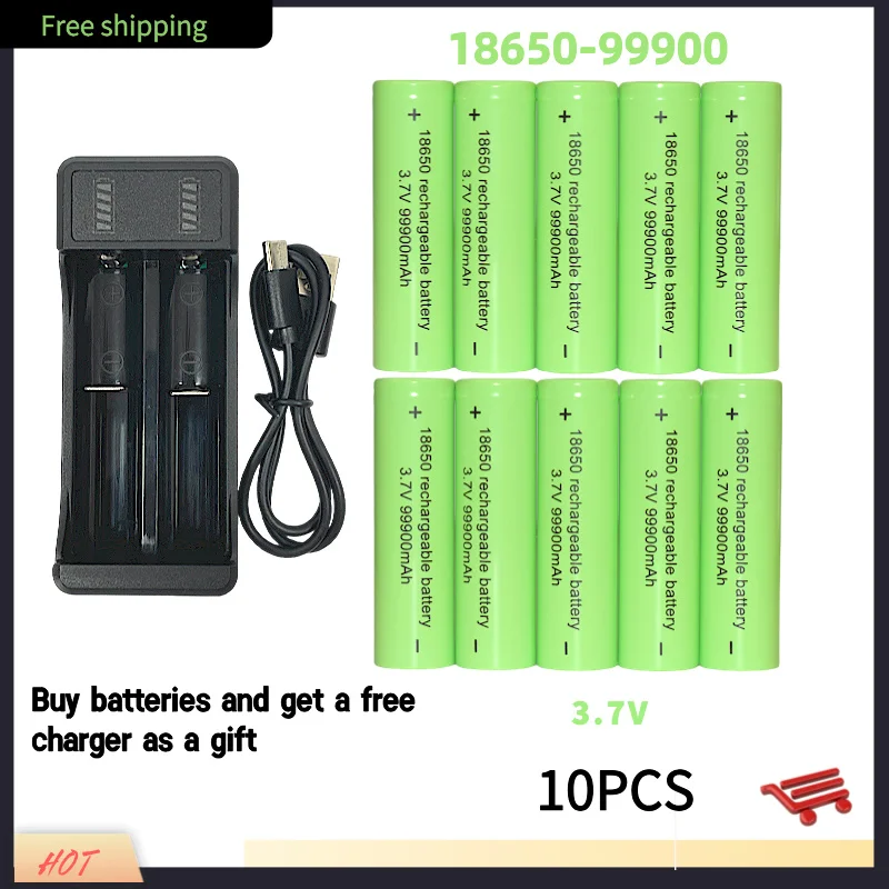 

Bestselling100% original 18650 battery high-capacity 99900Mah 3.7V +charger,lithium-ion rechargeable battery for toy flashlights