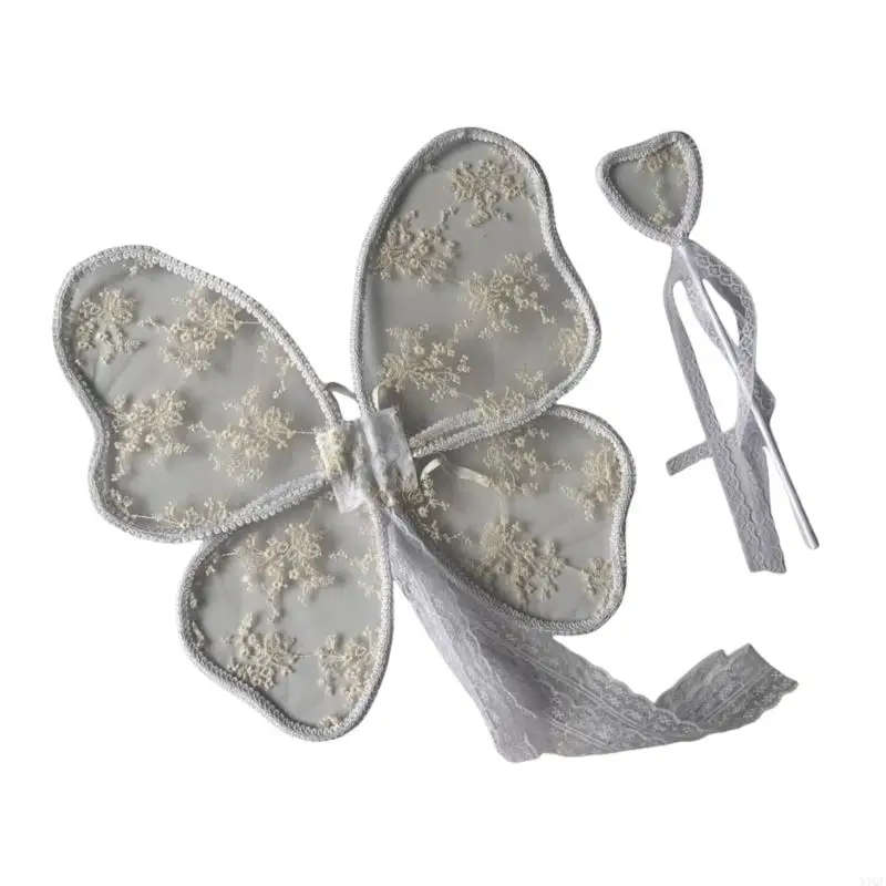 Y1QF Lace Angel Wing Magical Stickids Delicate Lace Embroidery for Costume Shops