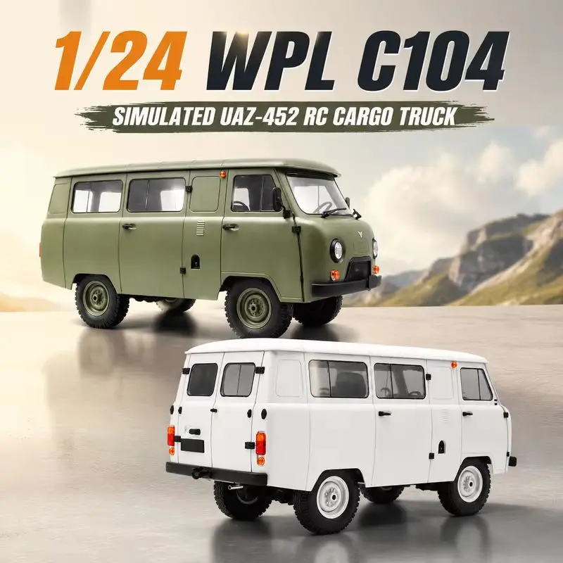Hot WPL C104 Simulated UAZ-452 2.4G 4WD All-Terrain Remote Control Off-Road Pickup Truck Full-Scale RC Electric Model With Light