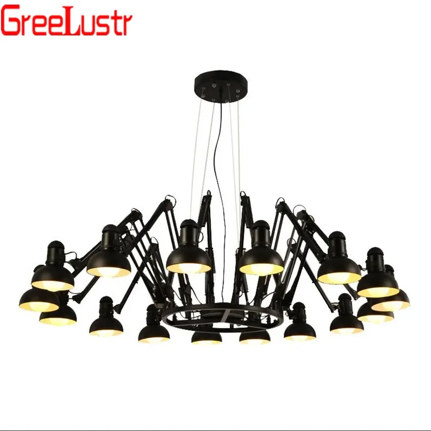 LED Retro Spider Black Pendant Light  Adjustable Arms Chandeliers for Indoor Hanging Lamp Lusters Abajur Luminaire Pendant lamp