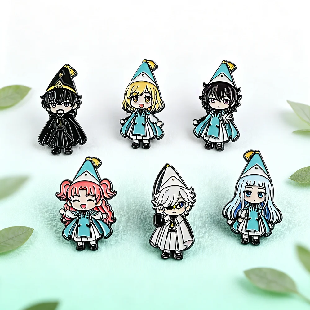 6-teiliges Set Niedliche Chibi-Hexenhut-Atelier-Anime-Charakter-Emaille-Pins Cartoon-Reversnadeln für Rucksack- und Kleidungsdekoration