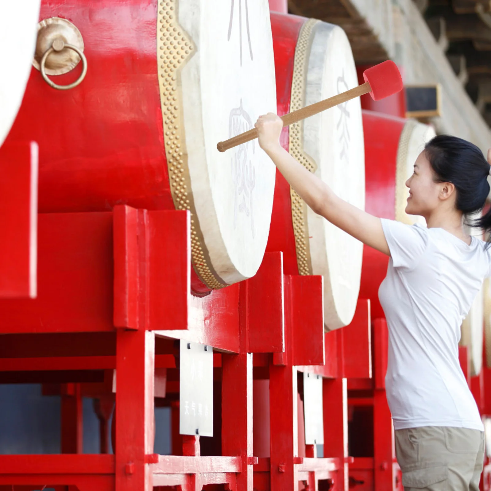 Martillo de tambor grande, cabeza de espuma, mango de madera, mazos de percusión ligeros para práctica de bombo, piezas de instrumentos musicales, 2 uds.