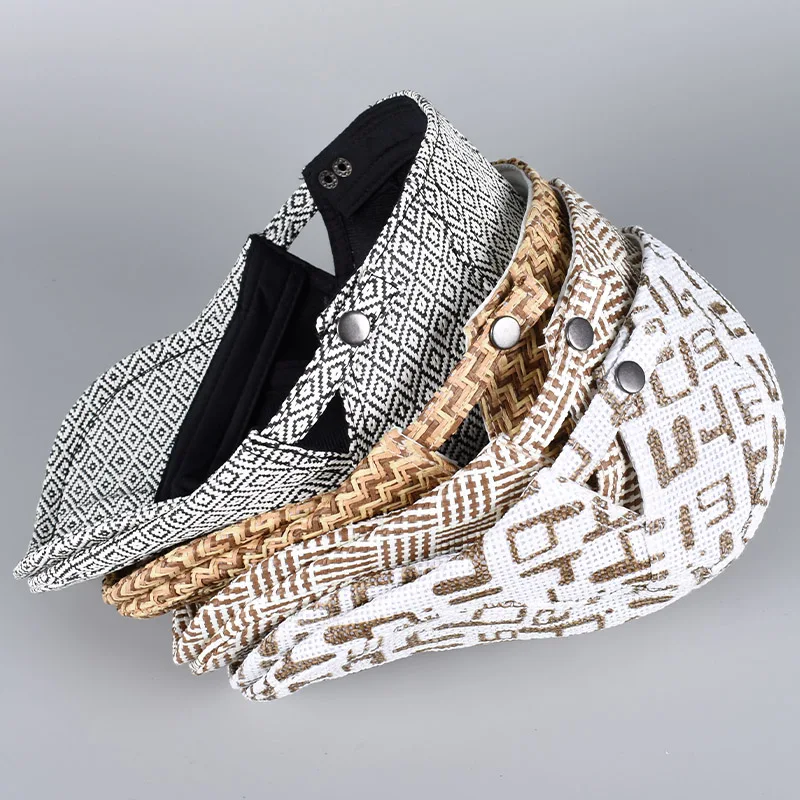 Summer Straw Hat Sun Cap For Men 2026 Fashion Beach Sunhat Letter Striped Print Peaky Blinders Flat Cap Man Newsboy Hats