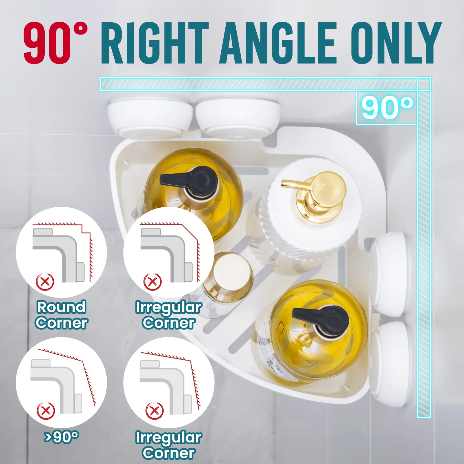 TAILI ركن دش العلبة شفط كأس لا الحفر للإزالة دش العلبة سلة قوية شفط الحمام دش الرف المنظم