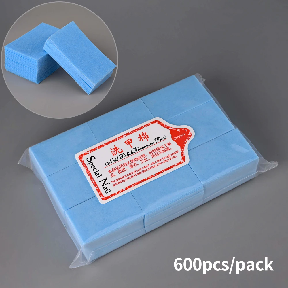 1000/600/500/100 Stück fusselfreie Nagelbaumwolle für UV-Gel-Nagellackentfernungstücher, Papierpads, 100 % Baumwolle, weiches, nicht gewebtes Nagelreiniger-Pad