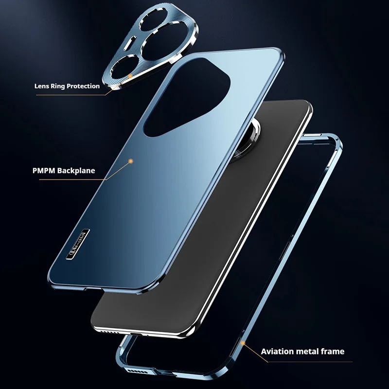 Fashion Magnetic Close Aluminum Metal + PC Back Case For Huawei Pure 70 Pro Ultra Strong Drop Proof Cover