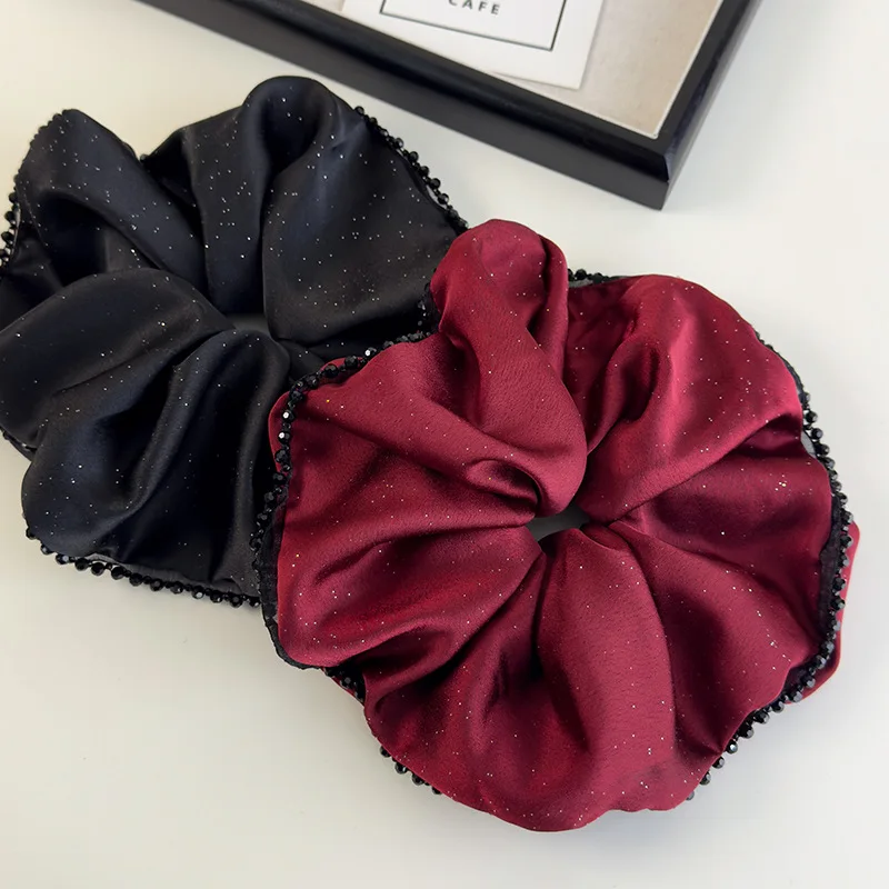 

Scrunchie Shiny Satin Jumbo Hair Tie for Messy Bun Women Elegant Premium Decorative Accessory Soft Versatile
