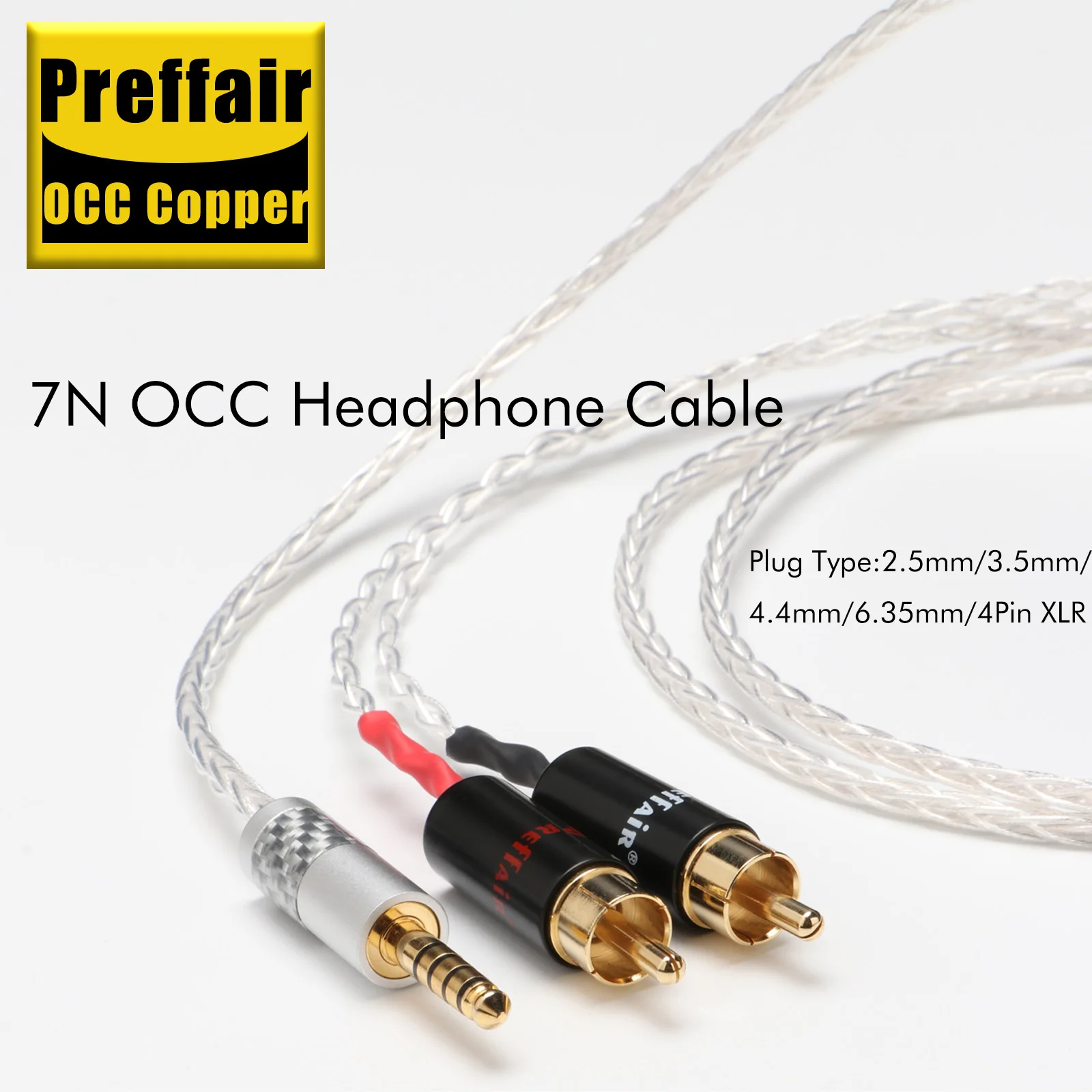 4.4 mm to 2RCA Audio Cable OCC Silver Plated Phone Computer to Amplifier Audio Cable 4.4 to Double RCA Cable