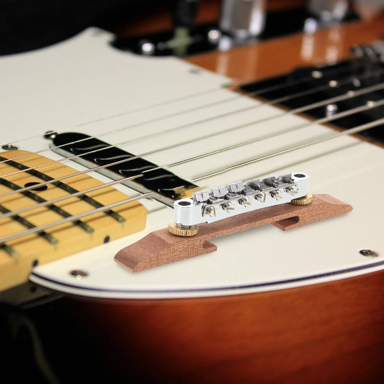 

Jazz Electric Guitar Roller Bridge Wood Zinc Alloy Durable Replacement Guitar Bridge Saddle for Smooth Tone Upgrade