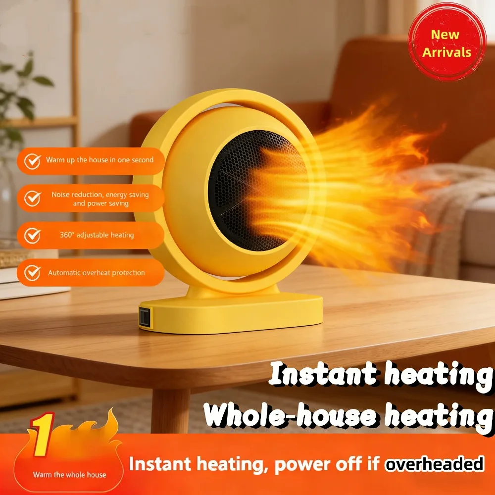 Small Portable Electric Heater Fan Desktop Warmer with Tip Over Shut Off Energy Saving Fast Heating for Home Office