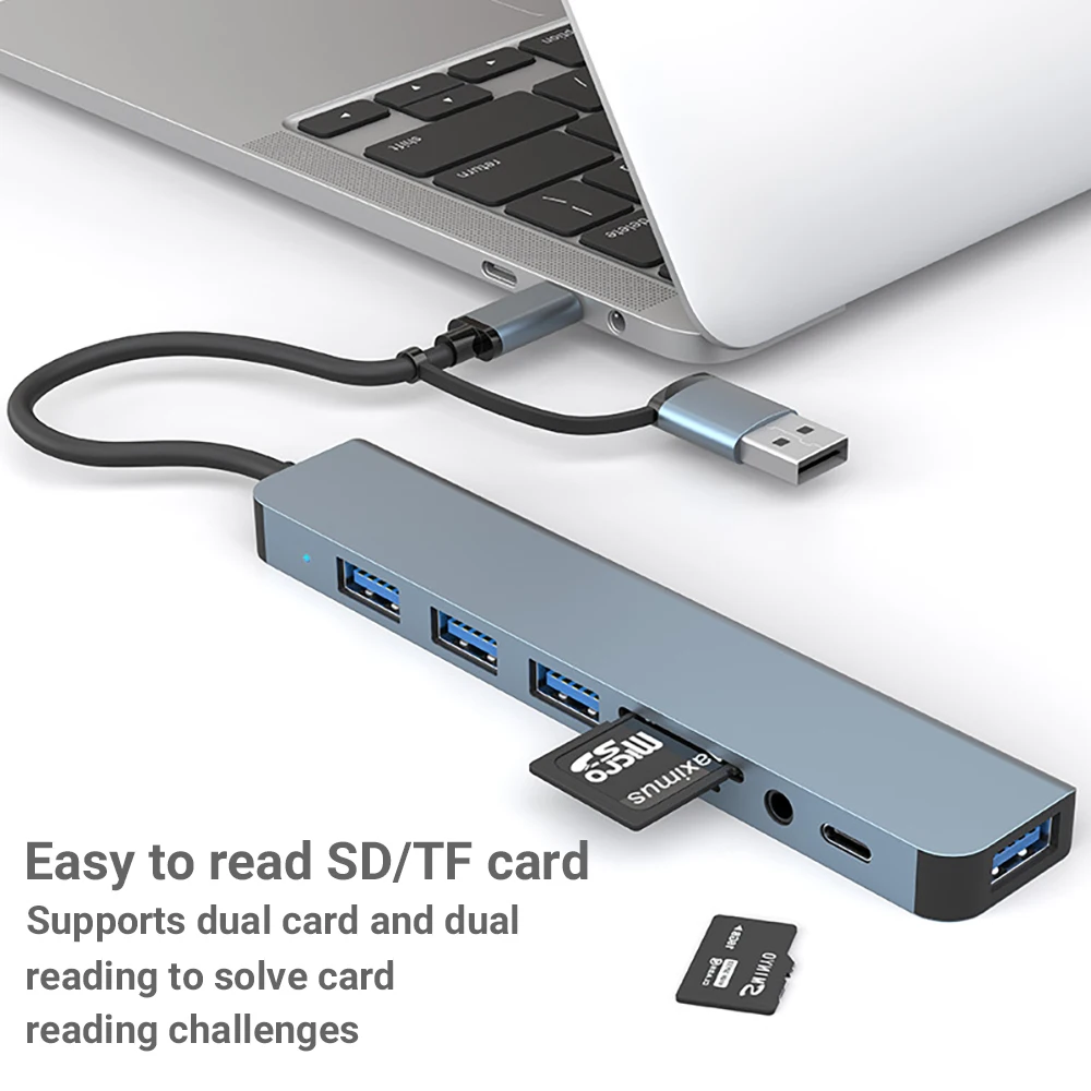 USB C Hub Multi-function Docking Station Supports Dual-card And Dual-channel Reading To Resolve Card Compatibility Issues
