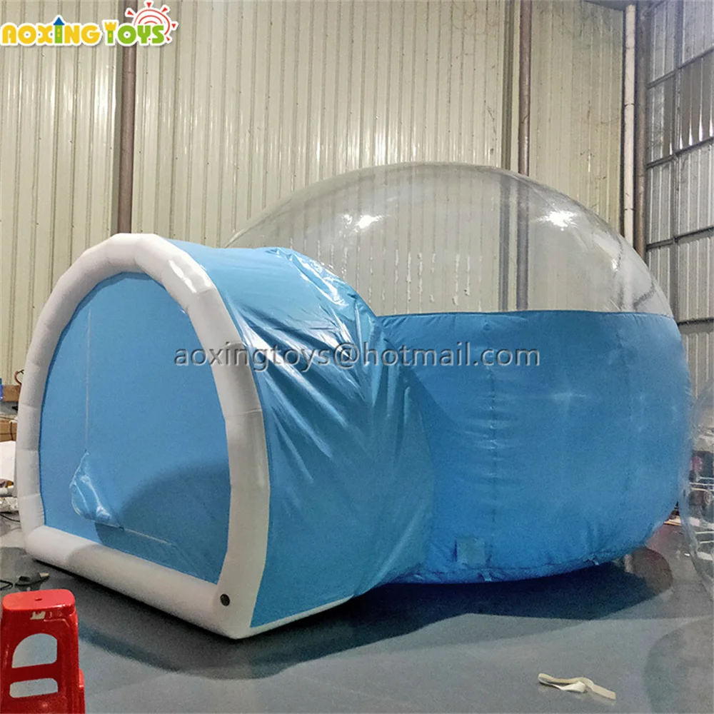 Outdoor Sky Blue House Inflatable Bubble Tent Campaign Dome Room With Single Tunnel For Events Grden Hotel Yard With Blower