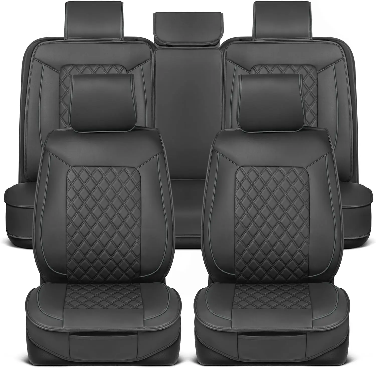 

Faux Leather Seat Covers - Semi-Custom Fit Car Covers Full Set - Covers for Trucks & SUV PU Leather Car