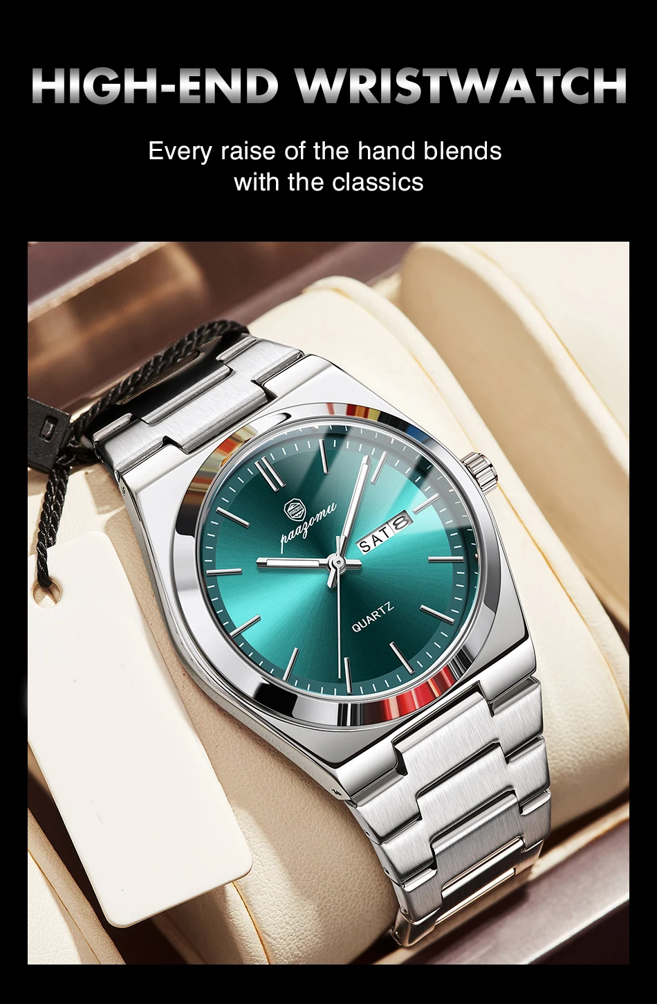 PAAZOMU Ultradünne Quarzuhr für Herren und Damen, minimalistischer Stil, wasserdicht, leuchtende Armbanduhr, bequemer Riemen, tägliches Bürogeschenk – Detail 14