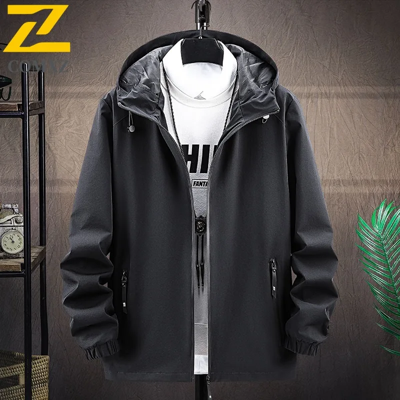 

​COMXZ Luxurious Mens Jacket New Hooded Collar Korean Fashion Lightweight Windbreaker Leisure Streetwear Autumn Lightweight Coat