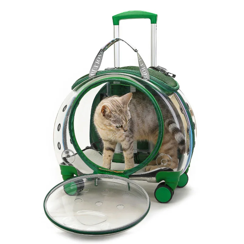 

Pet trolley case fully transparent space capsule cat bag going out bag portable multi-purpose double shoulder small dog