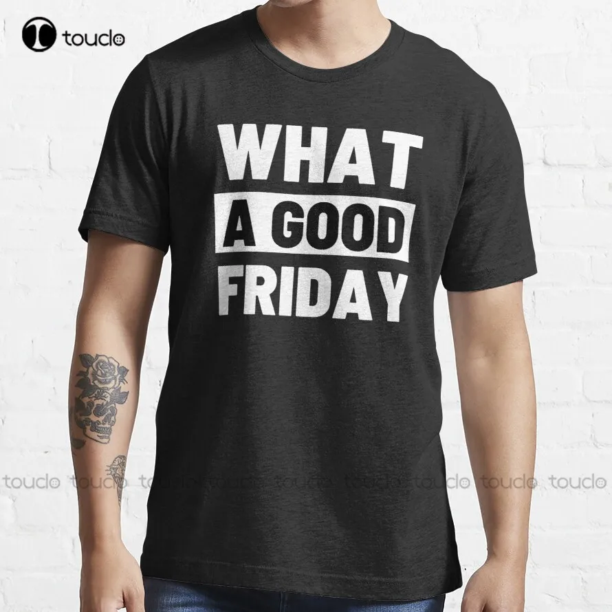 What A Good Friday Black & White Font 2022 Trending Easter Palm Sunday T-Shirt White T Shirt Women Ladies Sports Retro Hip Hop