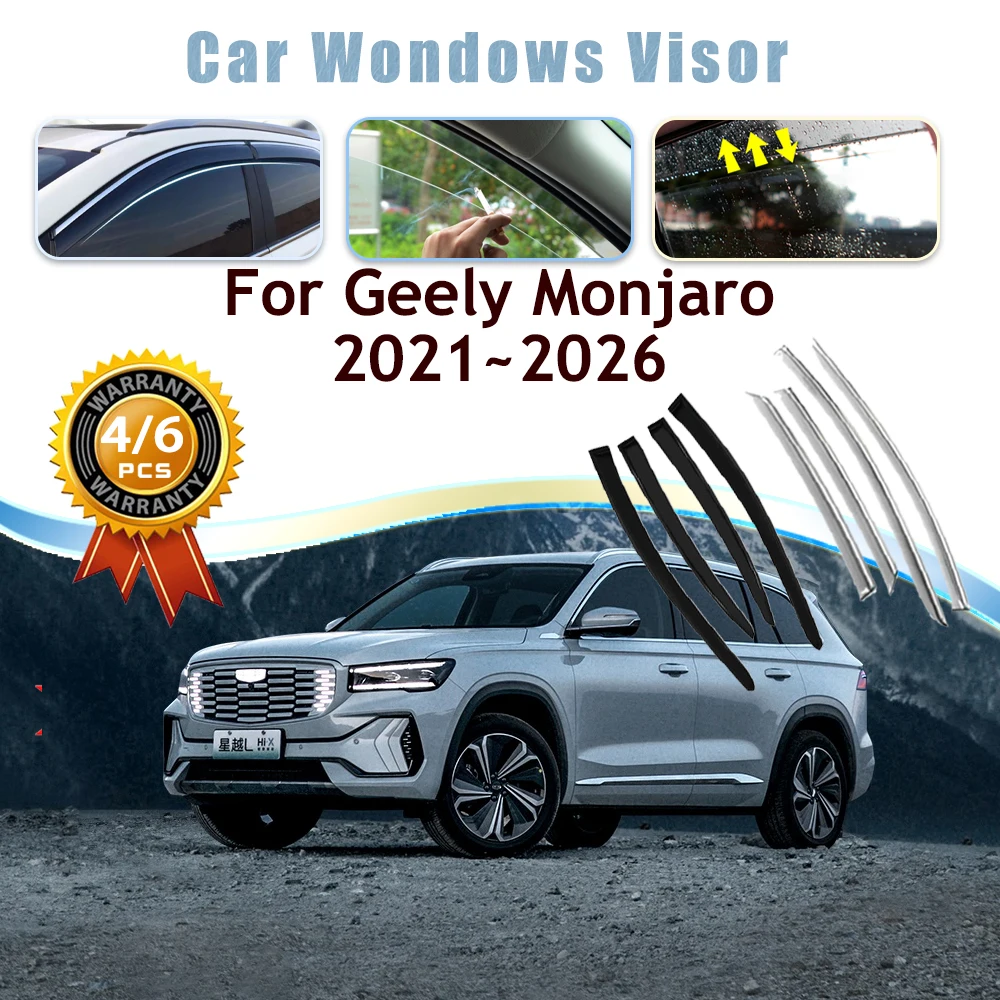 Car Window Visor For Geely Monjaro Xingyue L  Hi-X Hi-F Hi-P KX11 2021~2026 Rain Sun Snow Guard Deflector Windshield Accessories